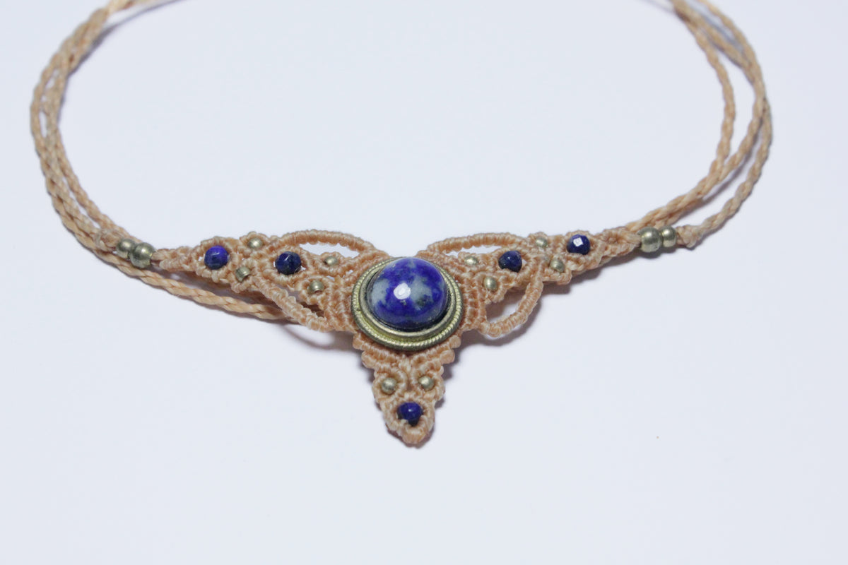 Makrameetiara/choker lapis lazulilla