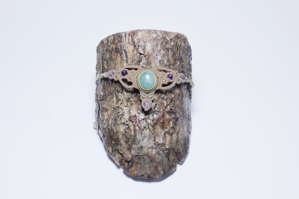 Makrameetiara/choker aventuriinilla