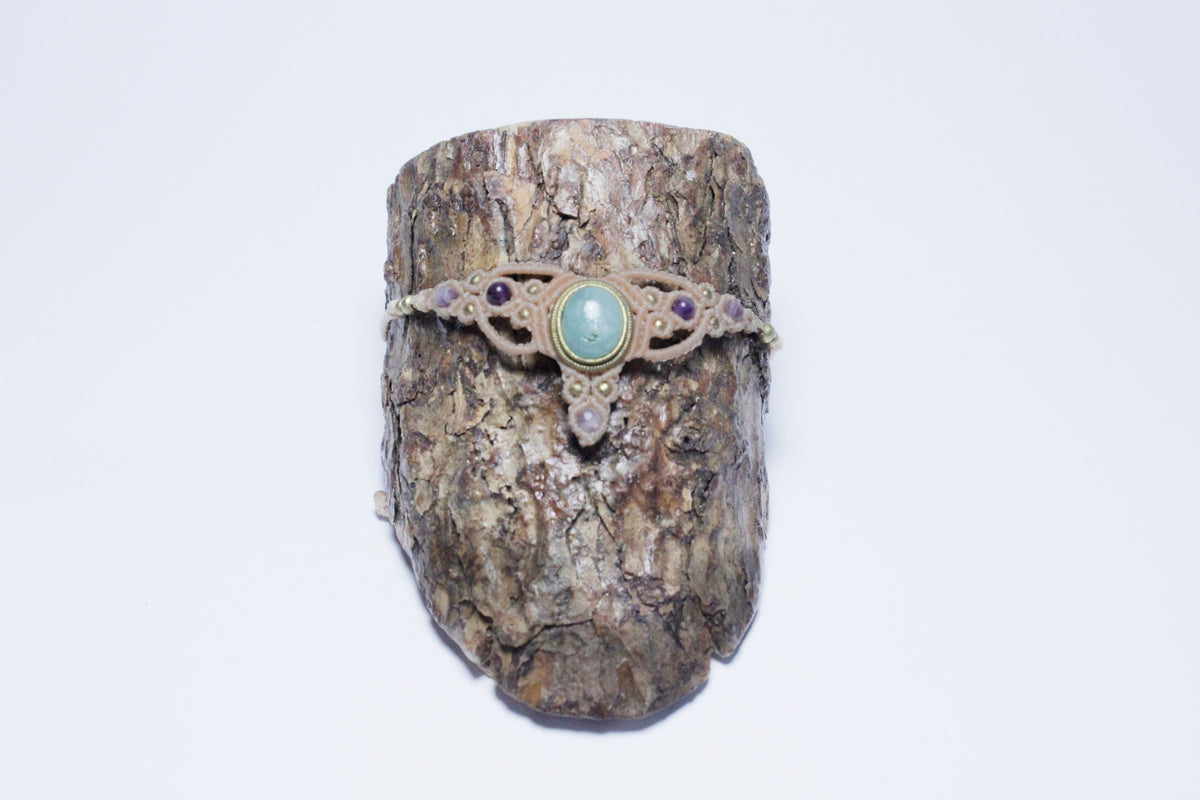 Makrameetiara/choker aventuriinilla