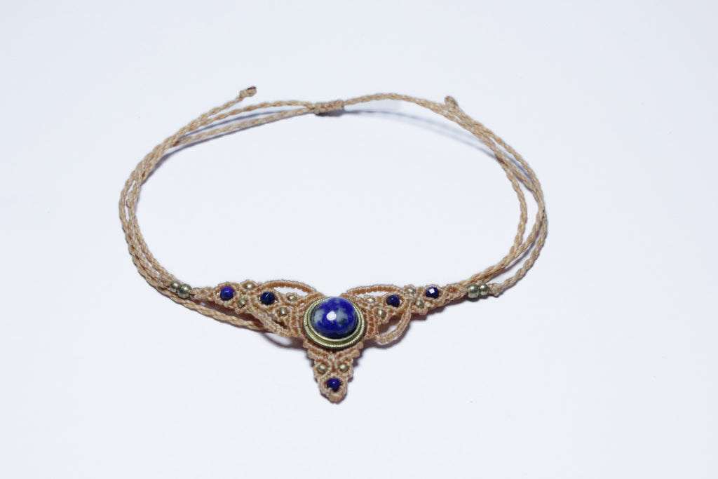 Makrameetiara/choker lapis lazulilla
